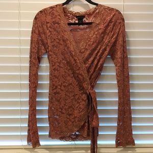 Blush pink wrap blouse